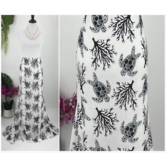 White/Black Coral Honu Tropical SARONG Kīkepa Pareo Beach Wrap Skirt Sum… - Picture 3 of 4